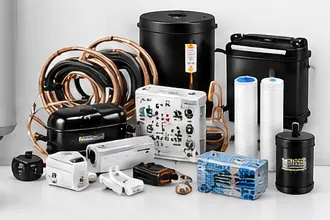 Appliance spare parts including copper pipe, compressor, capacitors and filters